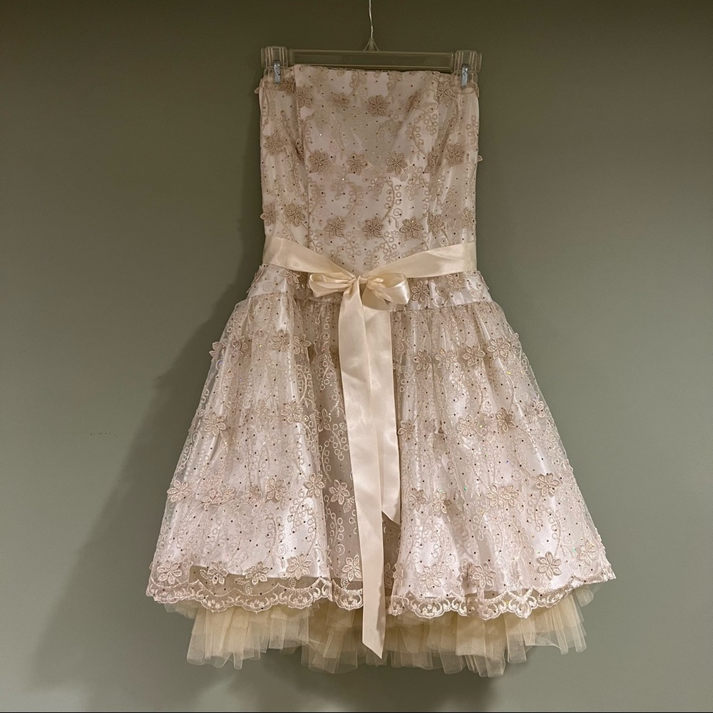 Gold Strapless Party Dress